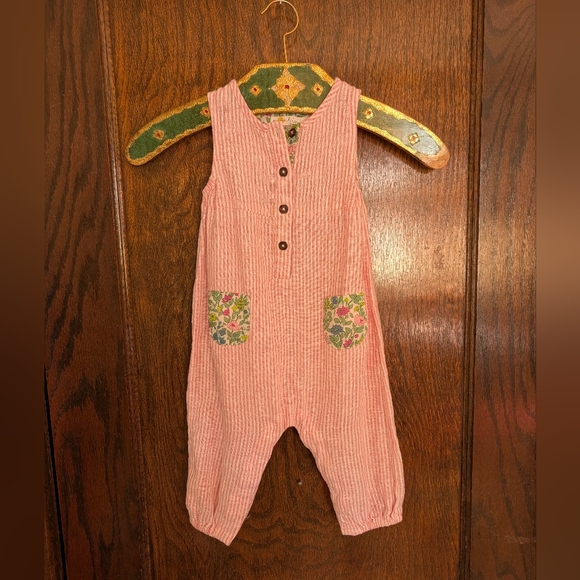 Baby Boden Other - Baby Boden Linen/Rayon Seersucker Pink Floral One Piece Spring Easter 9mos